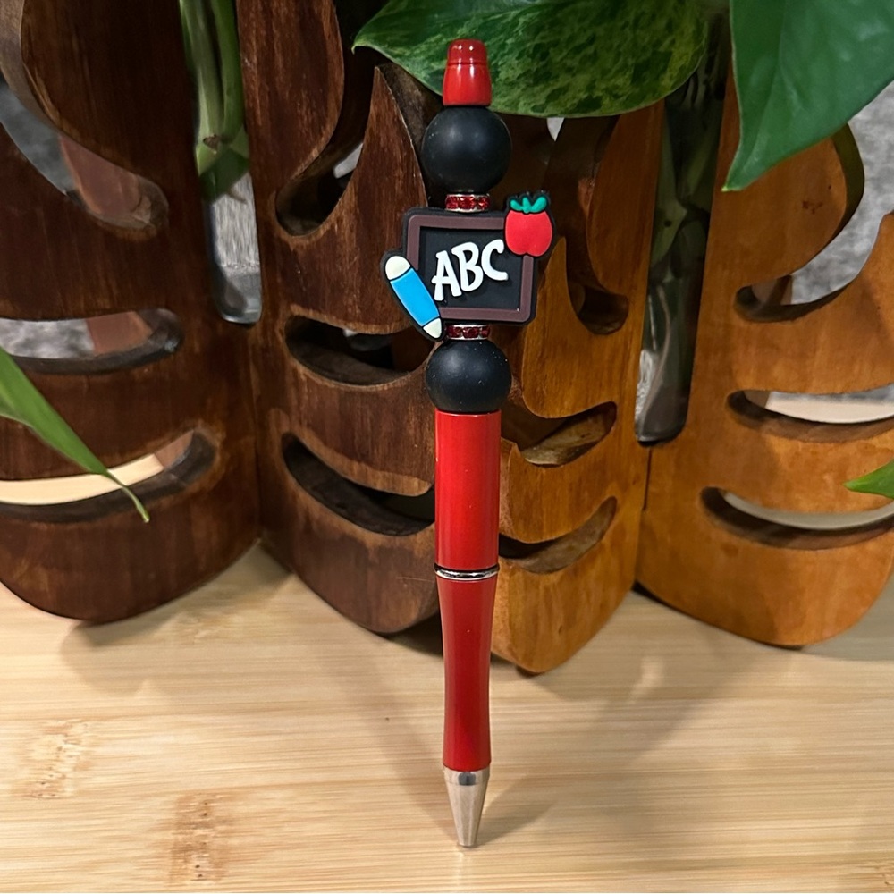 Handmade Silicone Beaded Pen ✏️ Teacher Gift |‎ School Theme + Refill